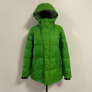 Bonfire Parka Women’s Size Large Lime Green Hooded Down Puffer Jacket Parka